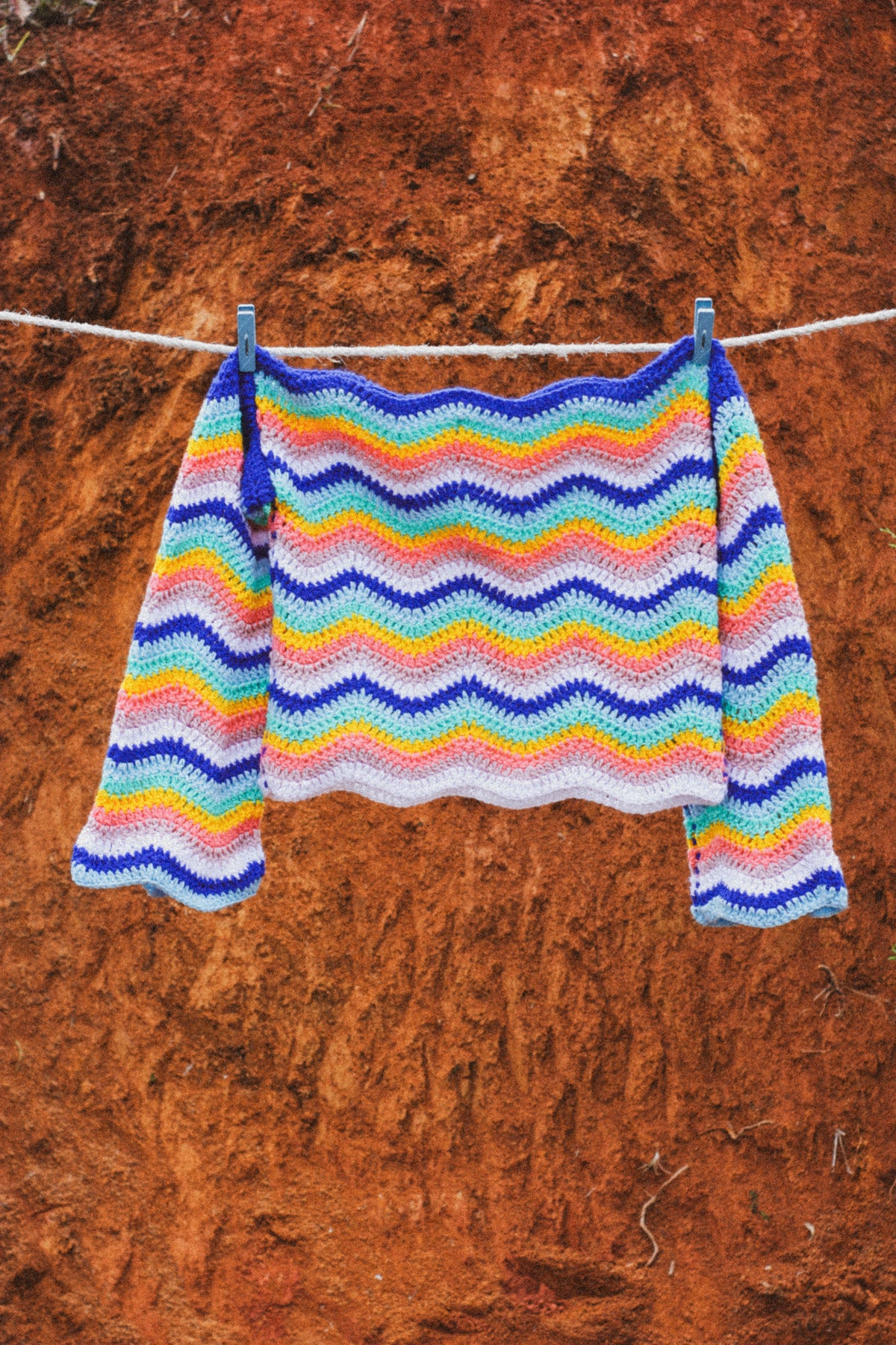 Saco Crochet Ondas Multicolor - Azul Marino